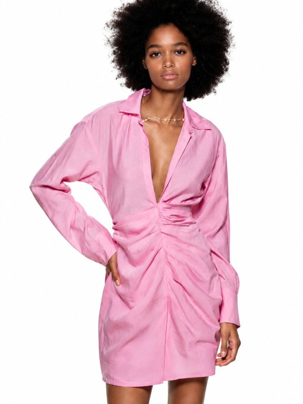 Zara Pink Shirt Dress Med side zip pretty